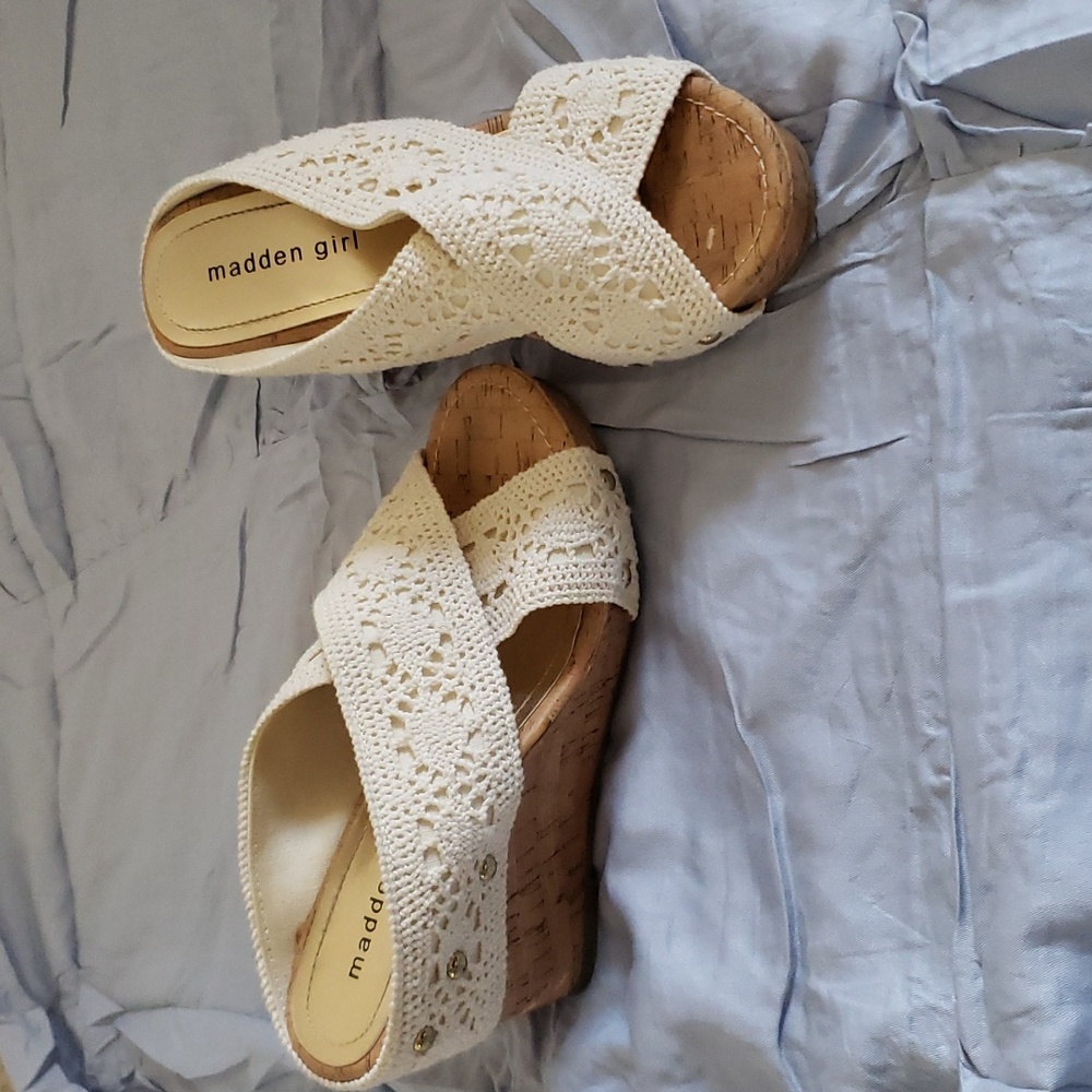Beautiful crochet lace wedge sandal